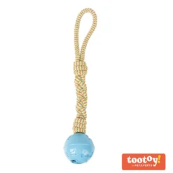 Tootoy! Pull Rope & Treatball Azul pelota con cuerda y portapremios para perros