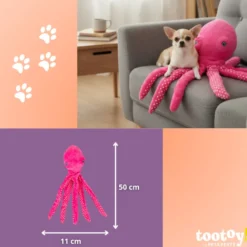 Tootoy! Pulpo de Peluche con Sonido Rosa para perros