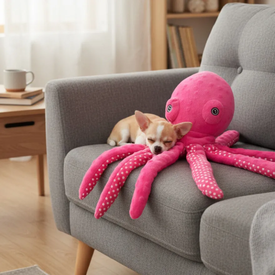 Tootoy! Pulpo de Peluche con Sonido Rosa para perros