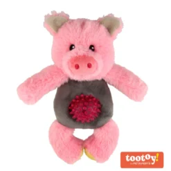 Tootoy! Puppy Multitexture Pink Pig Cuddler peluche para perros