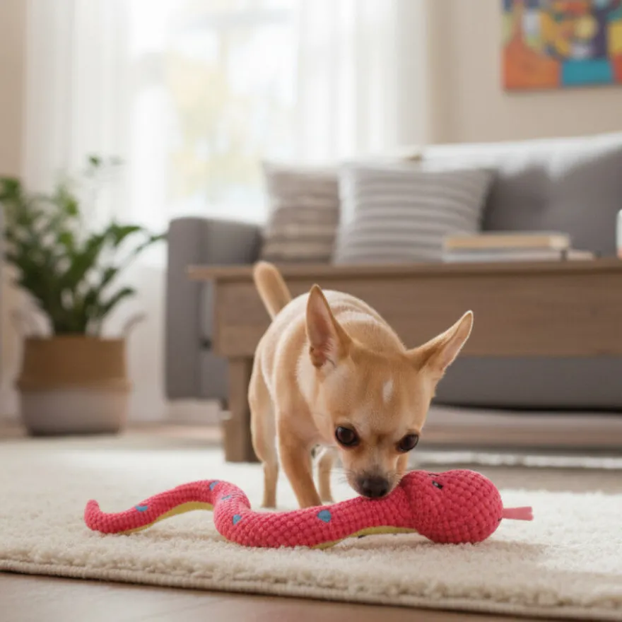 Tootoy! Serpiente Mordedor de Peluche Rosa para perros