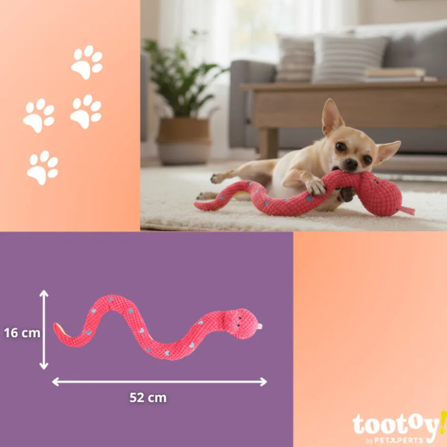 Tootoy! Serpiente Mordedor de Peluche Rosa para perros