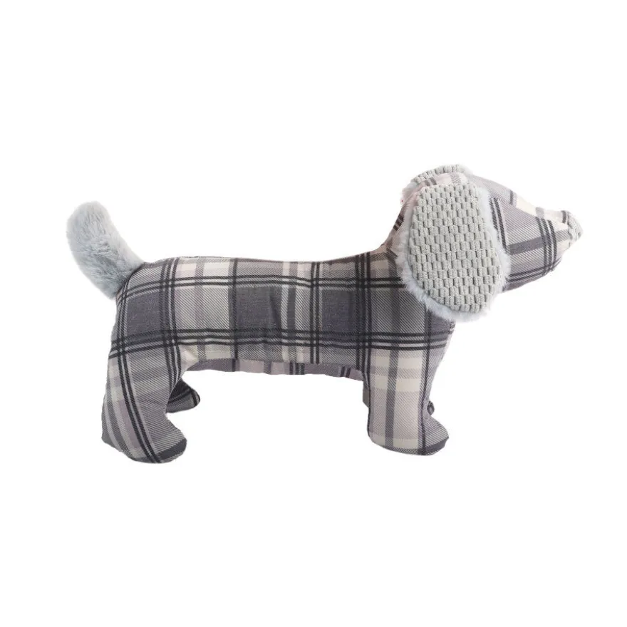 Tootoy! Tartan Dog Cuddler Grey Peluche para perros salchicha