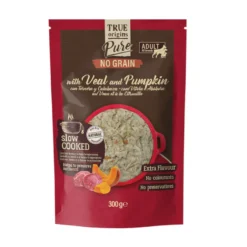 True Origins Pure Adult Gently Coocked Ternera y Calabaza sobre para perros