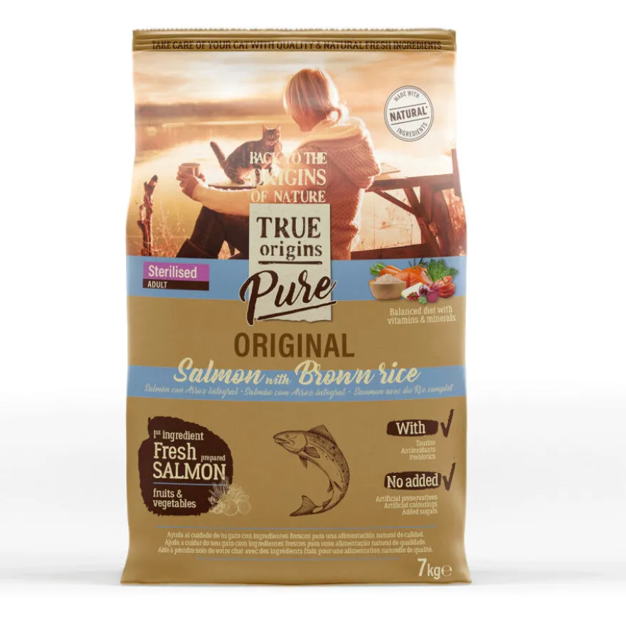 True Origins Pure Adult Sterilised Salmón pienso para gatos