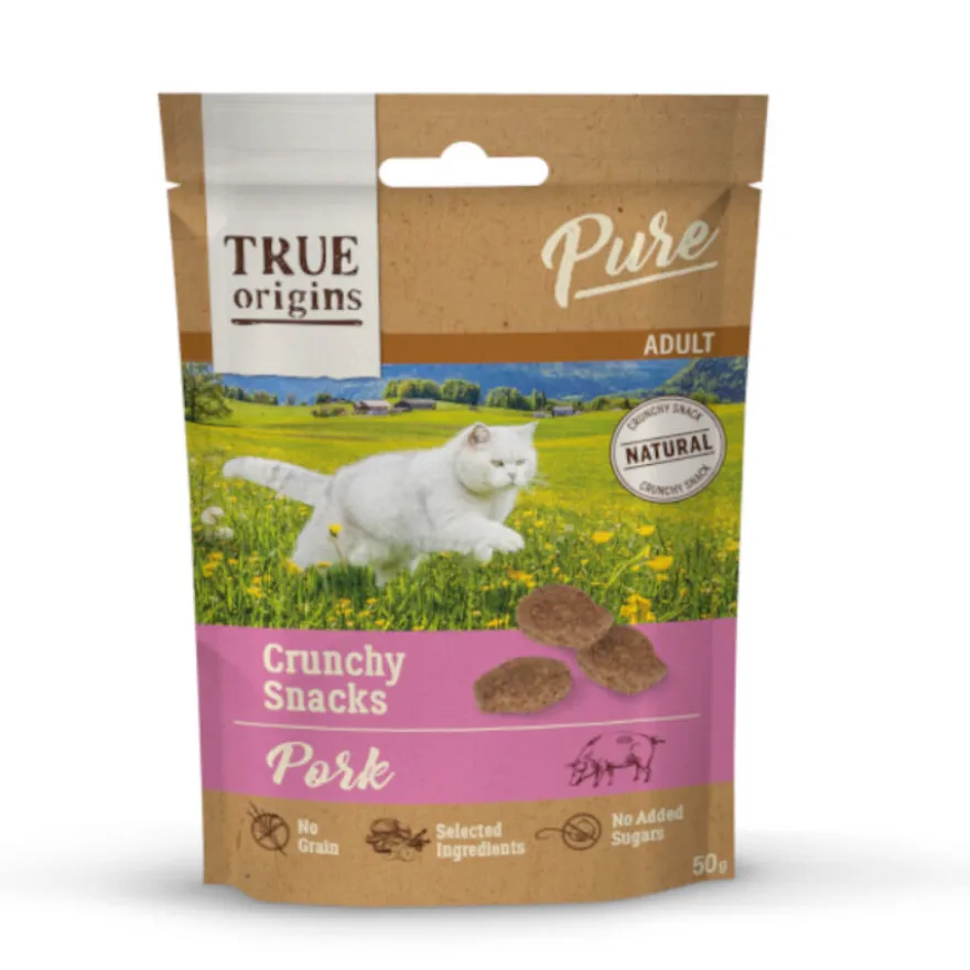 True Origins Pure Bocaditos Adult Crunchy de Cerdo para gatos