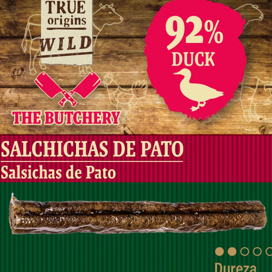 True Origins Salchichas de Pato Snack para perros