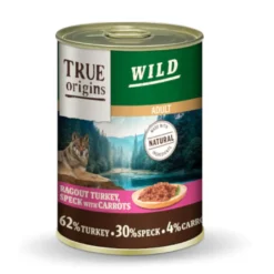 True Origins Wild Adult Dados de Pavo con Speck y Zanahorias lata para perros