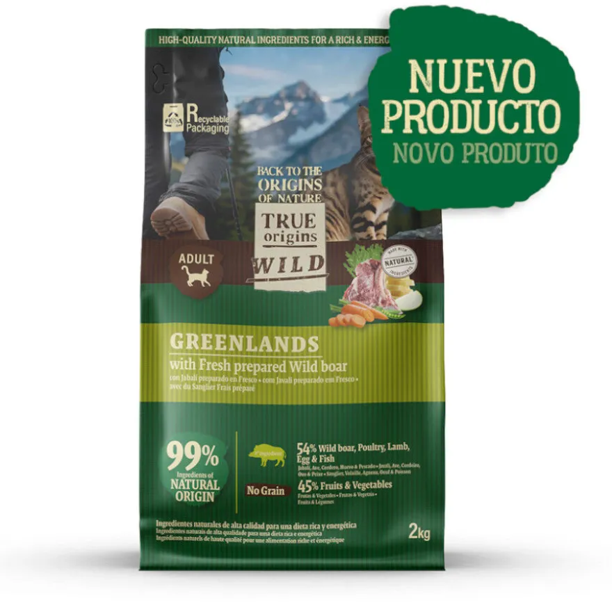 True Origins Wild Greenlands Jabalí pienso para gatos