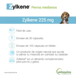 Vetoquinol Zylkene suplemento natural calmante en cápsulas para perros y gatos
