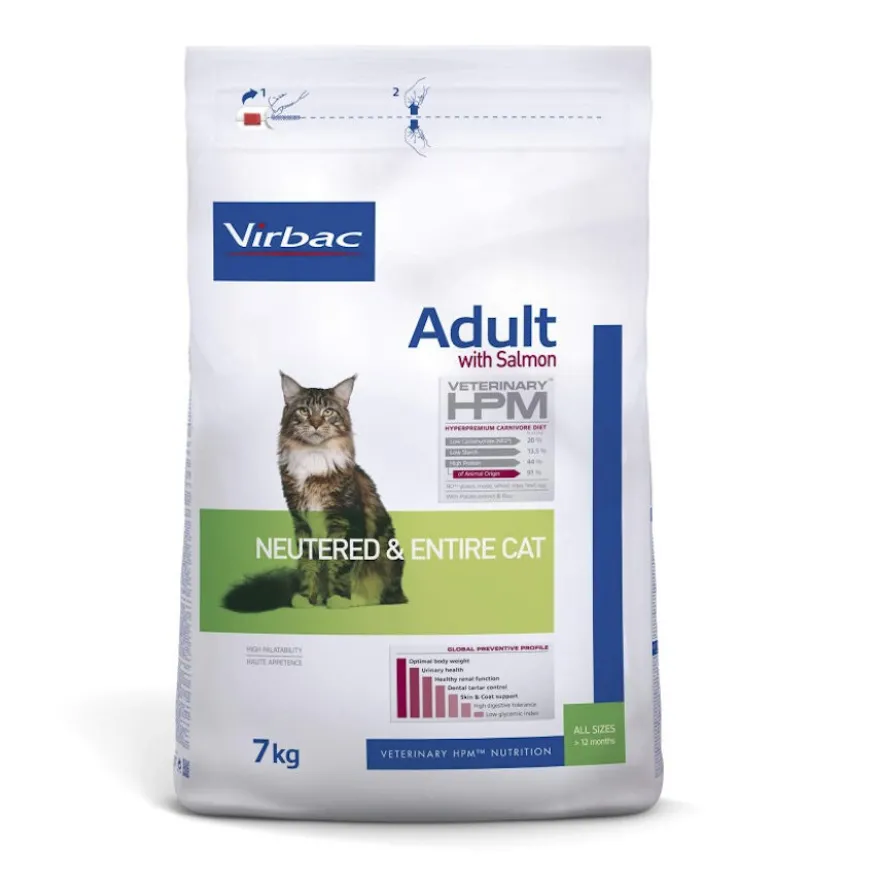 Virbac Adult Neutered Entire HPM Pienso Salmón para gatos