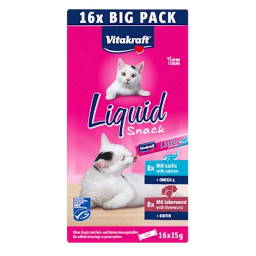 Vitakraft Liquid Snack Salmón y Paté para gatos