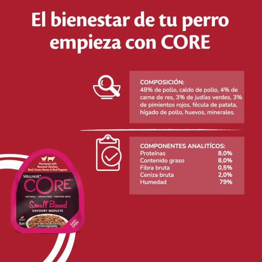 Wellness Core Small Breed Grain Free Pollo y Ternera tarrina para perros