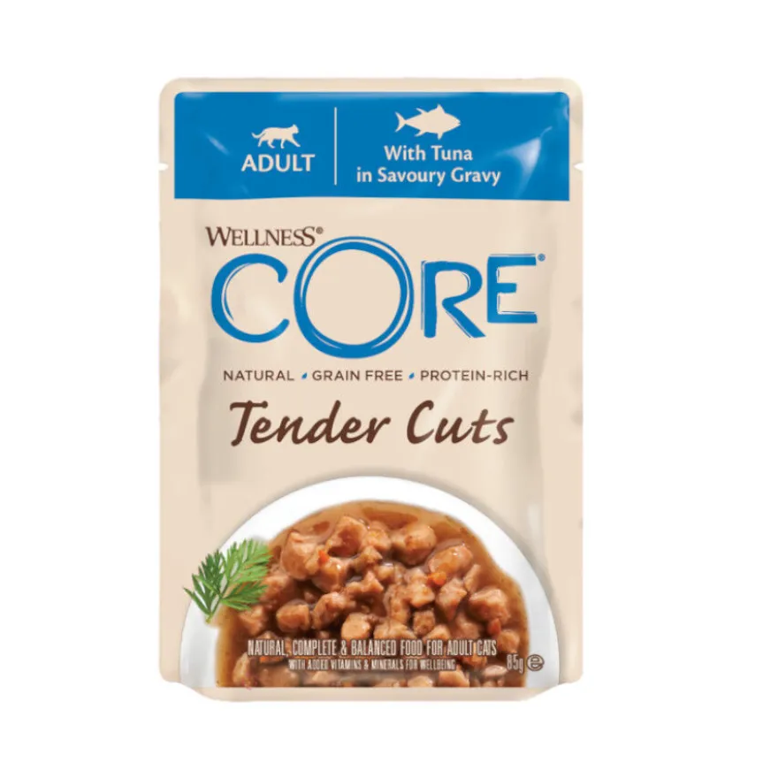 Wellness Core Tender Cuts atún sobre en salsa para gatos