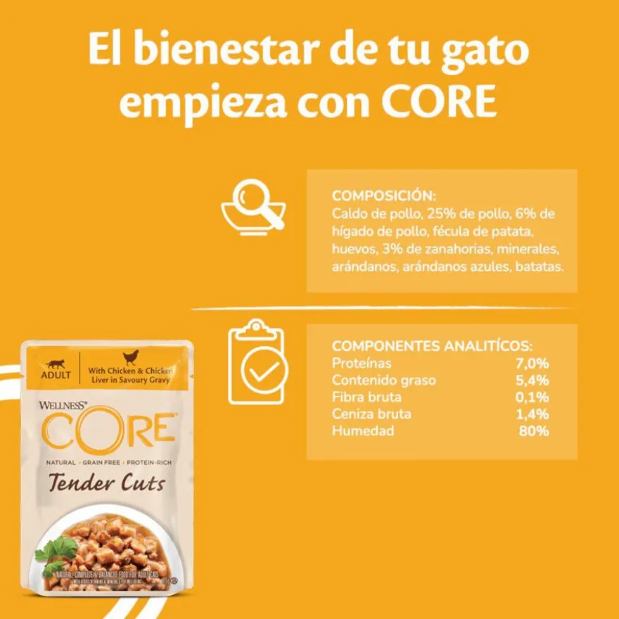 Wellness Core Tender Cuts Pollo Sobre en salsa para gatos