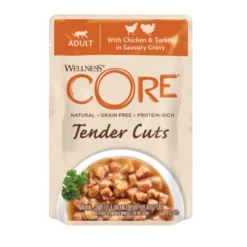Wellness Core Tender Cuts pollo y pavo sobre en salsa para gatos