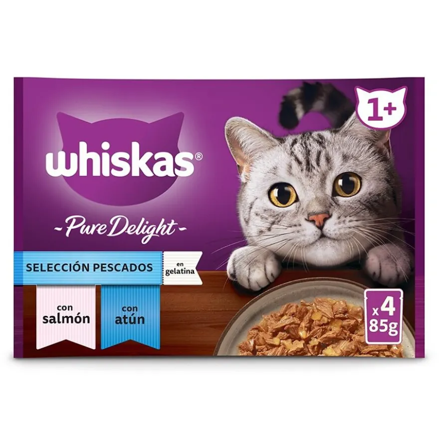Whiskas Pure Delight Selección Pescados Gelatina en Bolsita para gatos