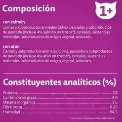 Whiskas Salmón y Atún Gelatina en Bolsita para Gatos Adultos