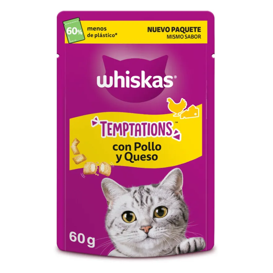 Whiskas Temptations Snacks Pollo y Queso para Gatos