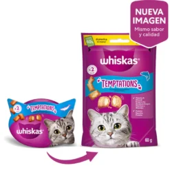 Whiskas Temptations Snacks Salmón para Gatos