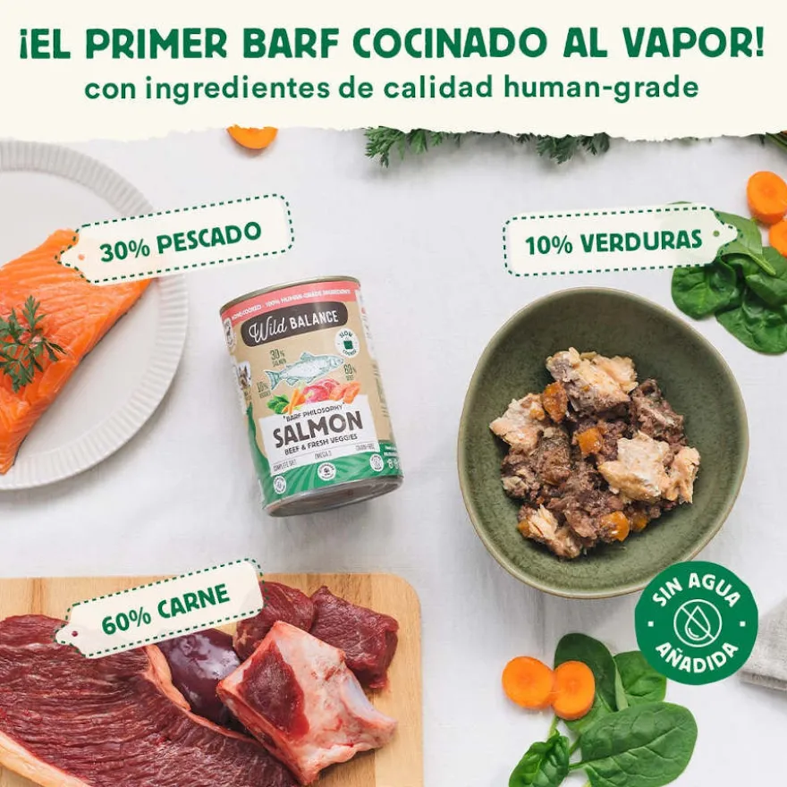 Wild Balance BARF Salmón y Ternera lata para perros