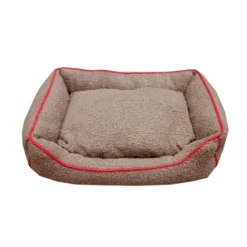 Wonder Christmas Cama Navideña Marrón y Roja para perros