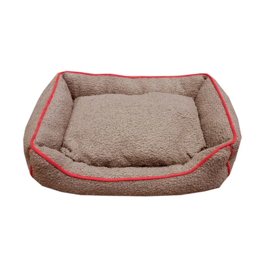 Wonder Christmas Cama Navideña Marrón y Roja para perros