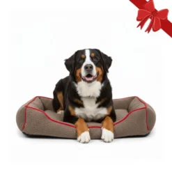 Wonder Christmas Cama Navideña Marrón y Roja para perros