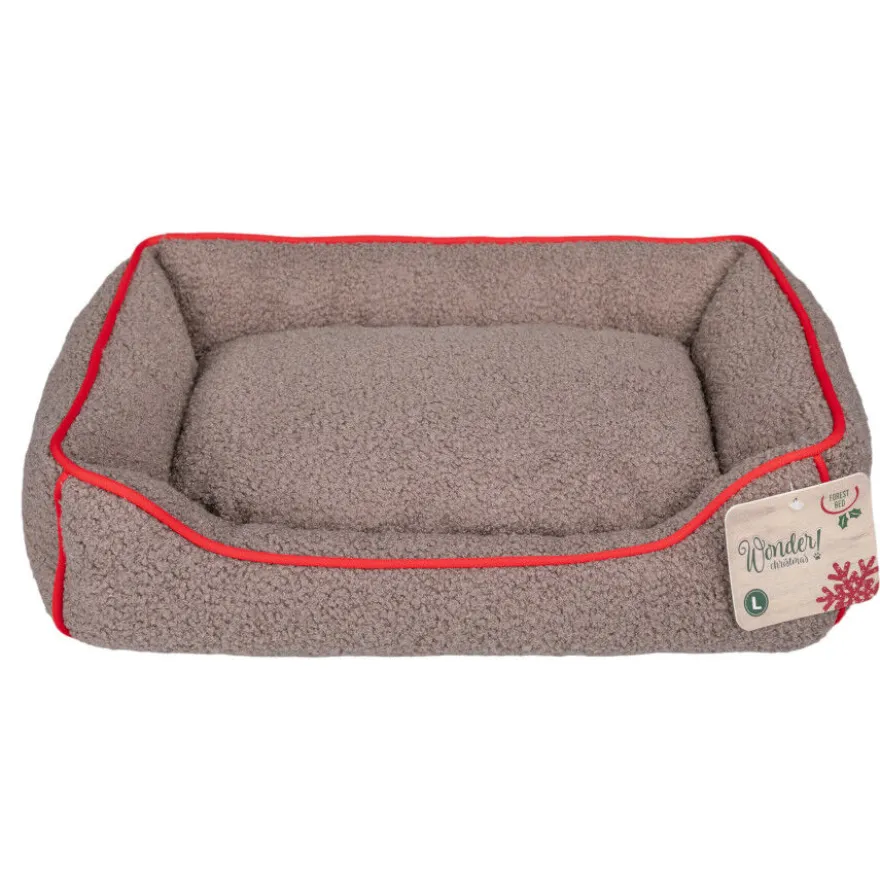 Wonder Christmas Cama Navideña Marrón y Roja para perros