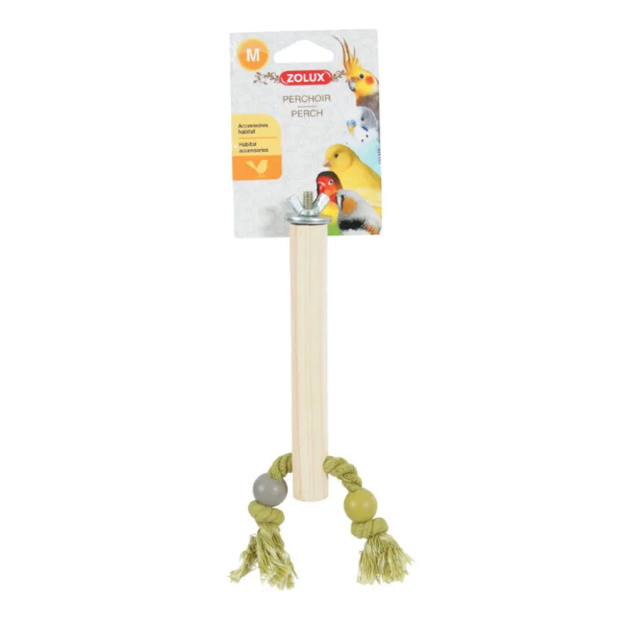 Zolux percha de madera con cuerdas para pájaros